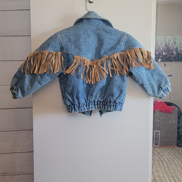 KC Collection denim and Leather Fringe Jacket - Size M - Picture 2 of 5